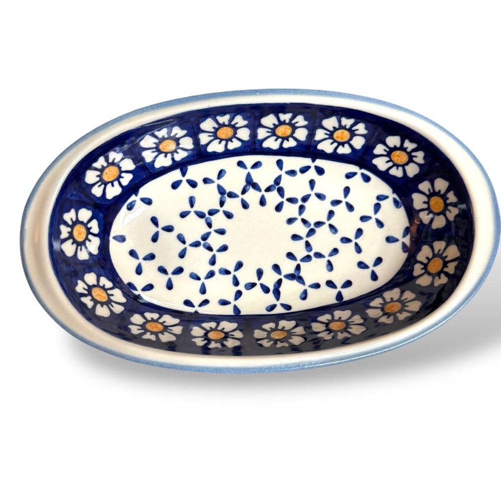 Floral Blue and White Ceramic Serving Platter